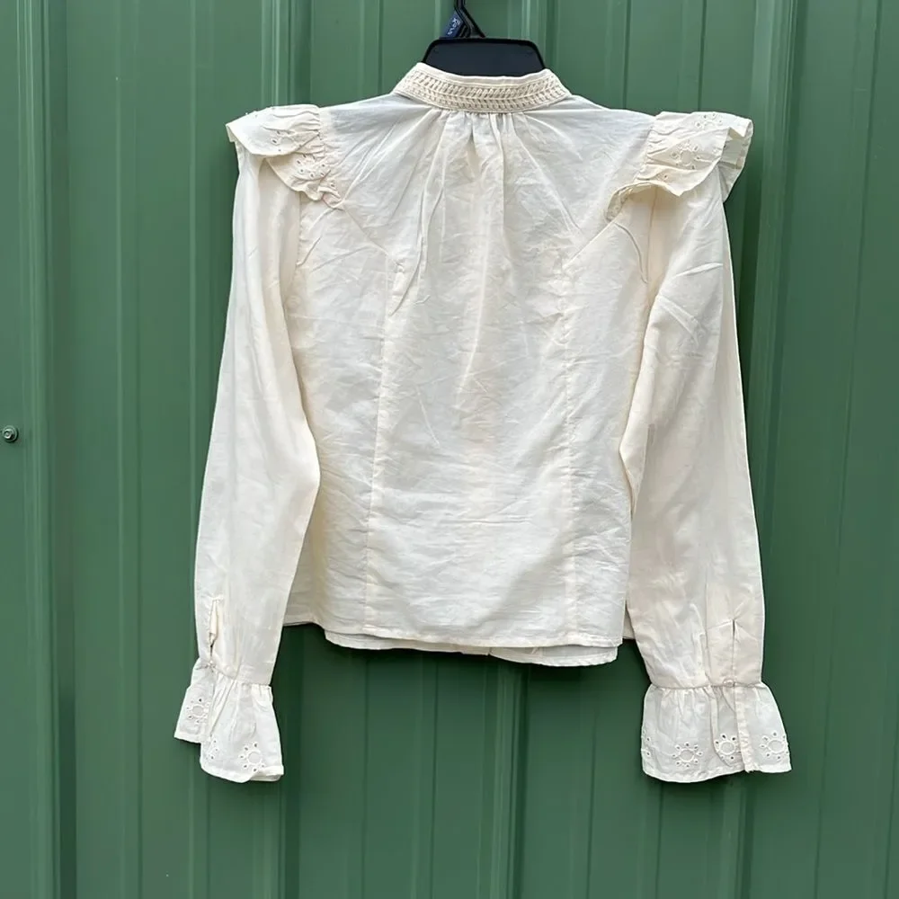 Women’s Lightweight Arista Ruffle Long Sleeve Shirt Blouse Size XS - Picture 4 of 10